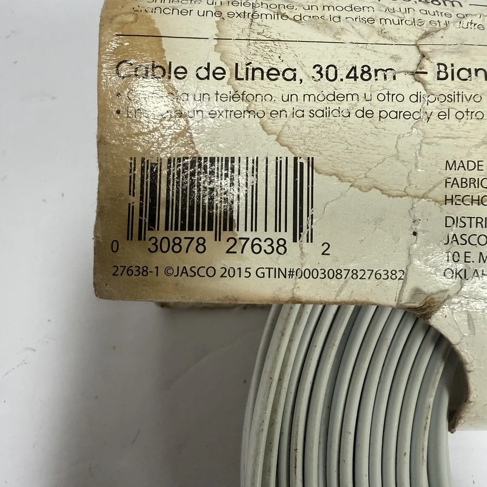 Telephone Line Cord, 100 Feet, Phone Cord, Modular Jack Ends, Works for Phone... - Picture 5 of 10